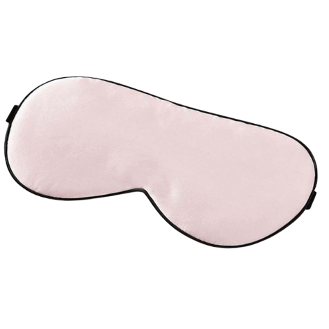 Ihana silkkinen, vaaleanpunainen unimaski säädettävällä hihnalla.