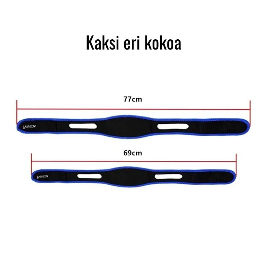Perusmallisen leukatuen kokovaihtoehdot.